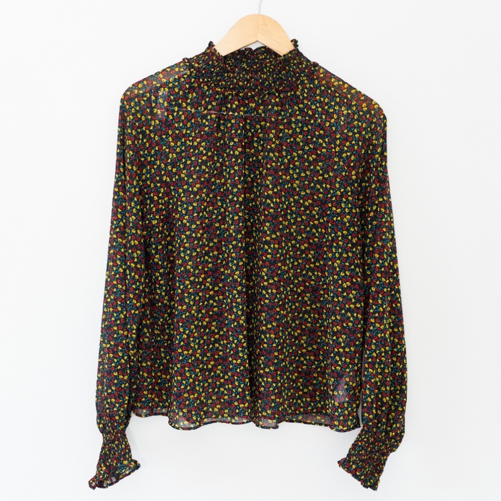 GAP Floral Long Sleeve Top Size Large
